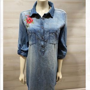 Embroidered Denim Dress